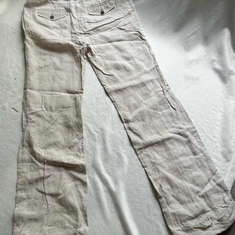 Casual Beige Linen Trousers